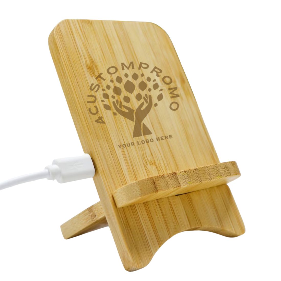 Custom 15W Bamboo Wireless Charger Stand