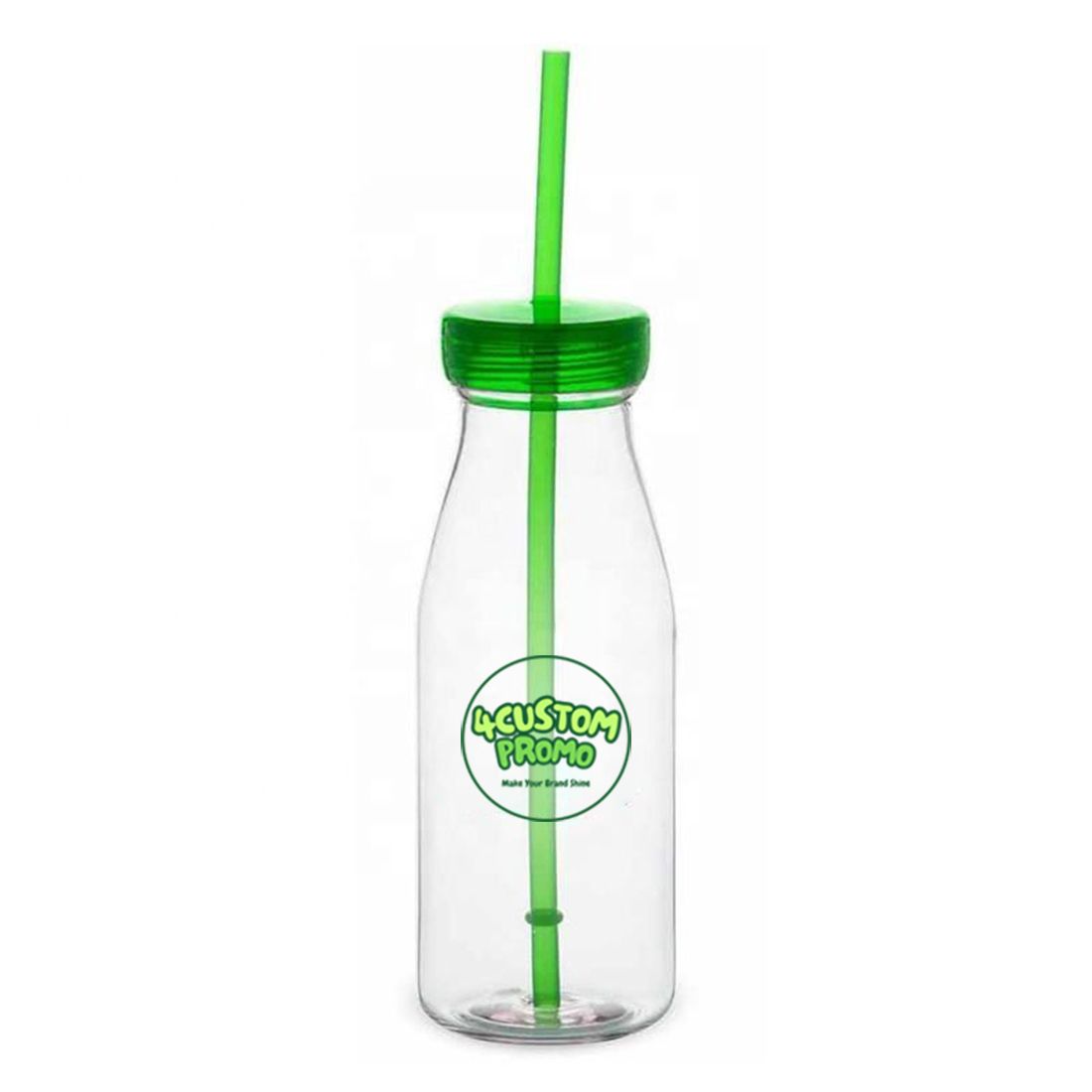 Custom 16 oz Milk Bottle Style Tumbler with Straw
