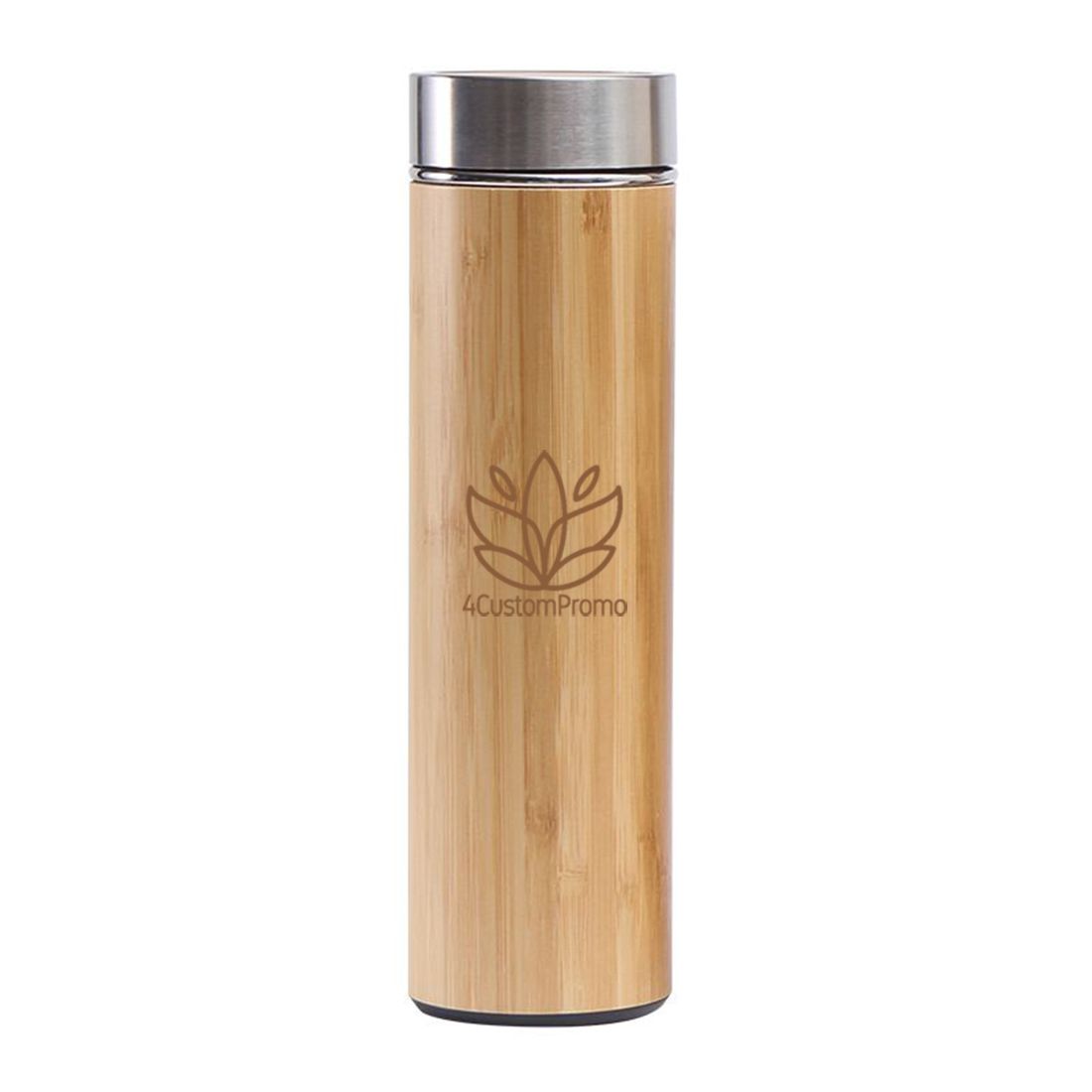 Custom 17 oz Stainless Steel Bamboo Vacuum Tumbler