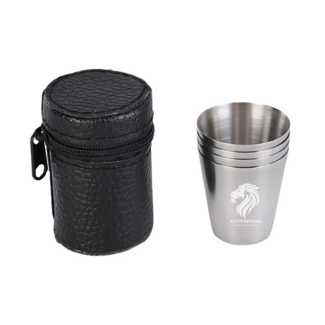 Custom 1 oz Stainless Steel Shot Glass Set - 4 Pieces