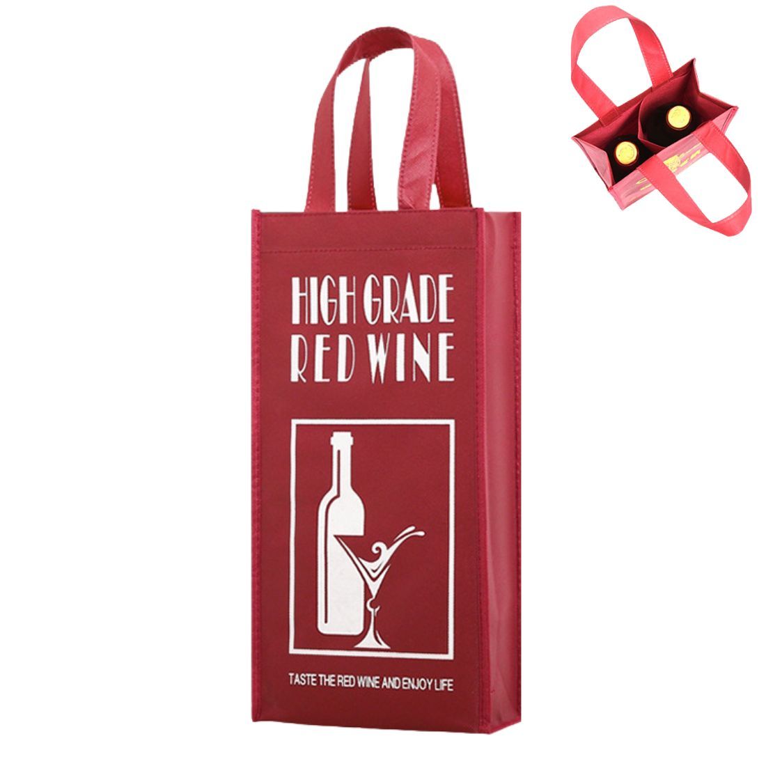 Custom 2-Bottle Non-Woven Wine Tote Bag
