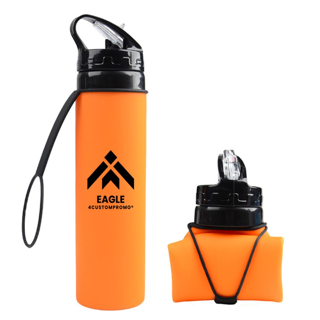 Custom 20 oz Roll-up Silicone Water Bottle