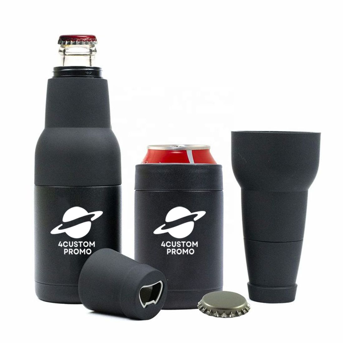 Custom 3-in-1 Beer Bottle & Can Cooler with Opener