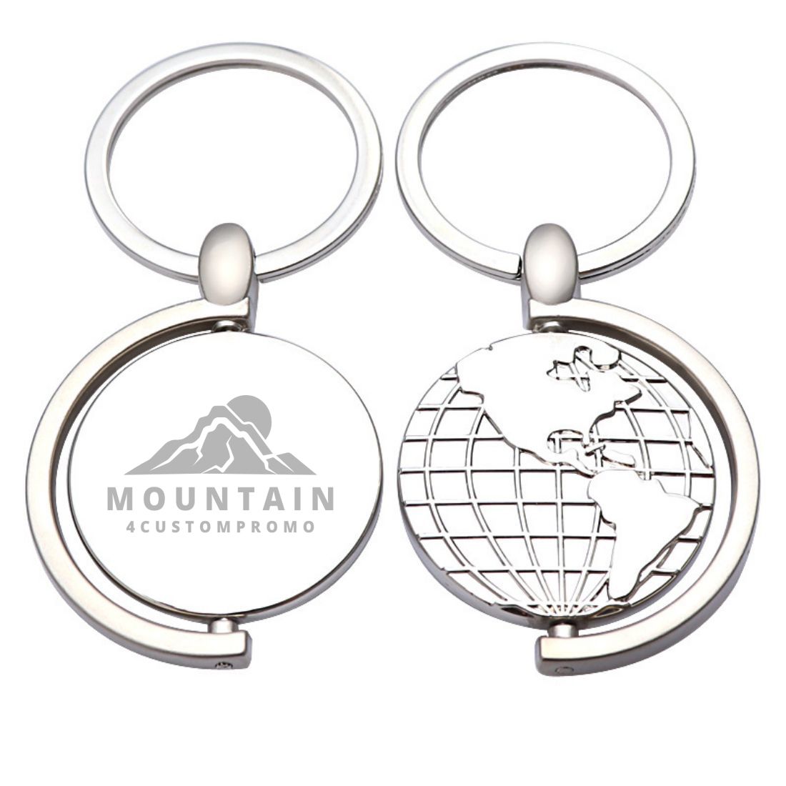 Custom 360 Rotating Metal Globe Keychain