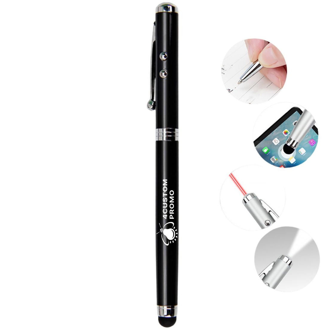 Custom 4-in-1 LED Laser Pointer Stylus Ball Pen
