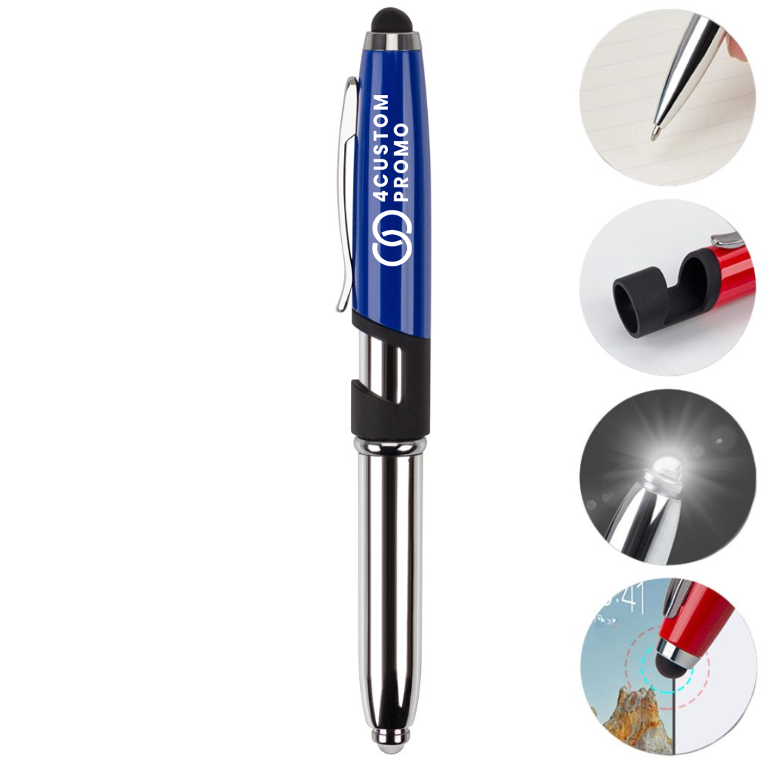 Custom Metal Stylus Pen with Phone Stand & LED Light