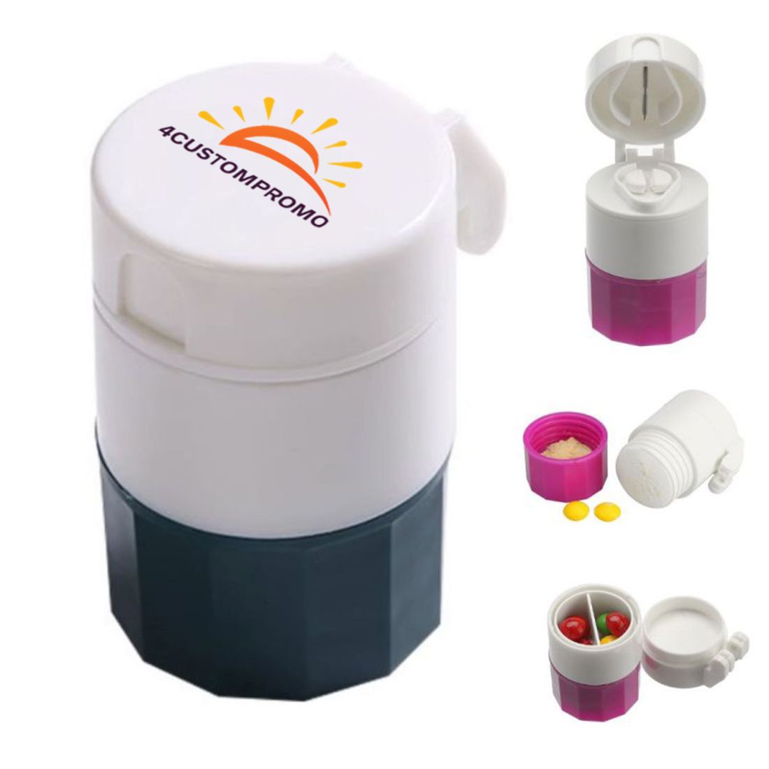 Custom 4-in-1 Pill Box with Cutter and Grinder