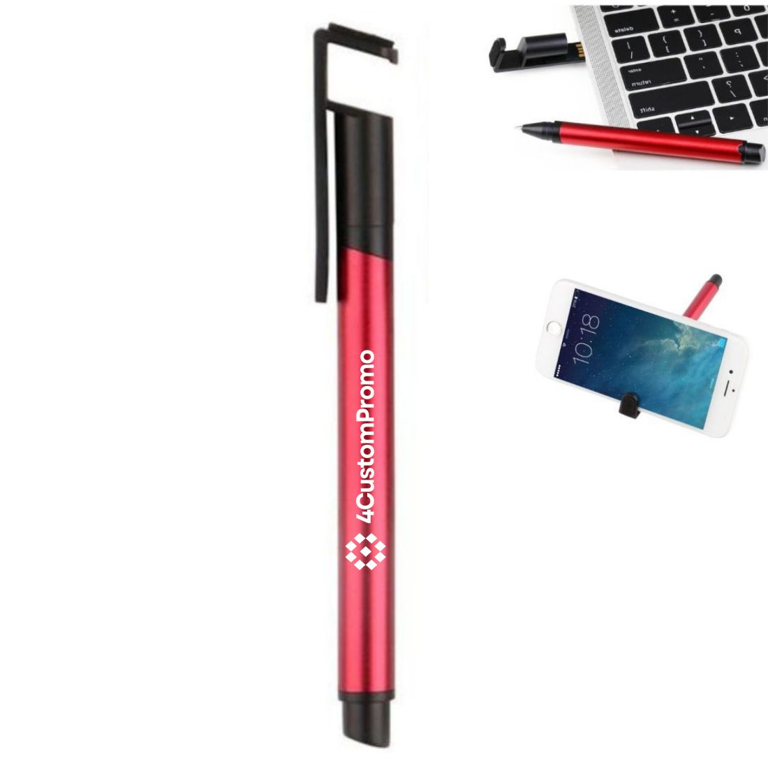 Custom 4-in-1 USB Drive Pen with Ballpoint and Phone Stand