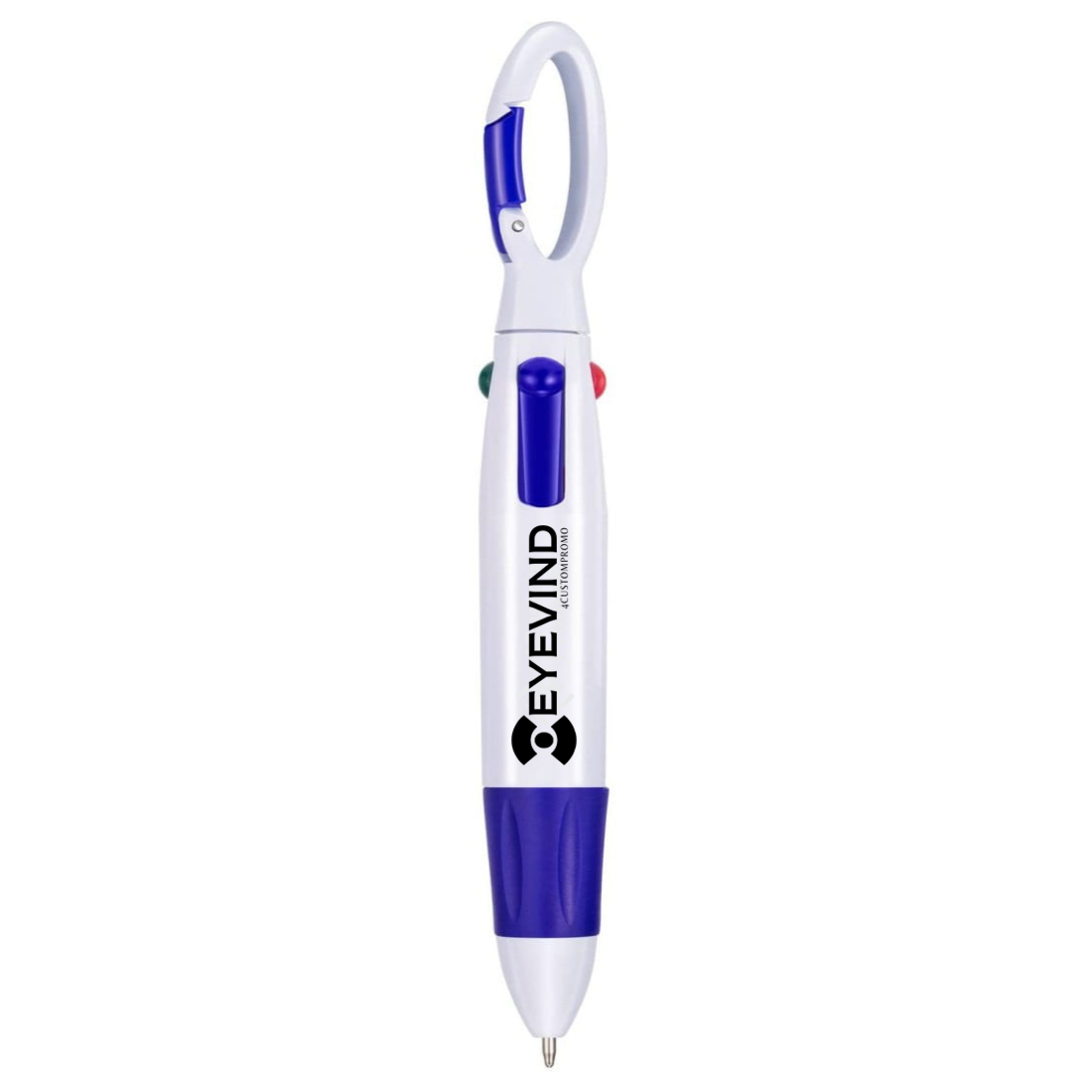 Custom 4 Color Plastic Shuttle Pen with Carabiner