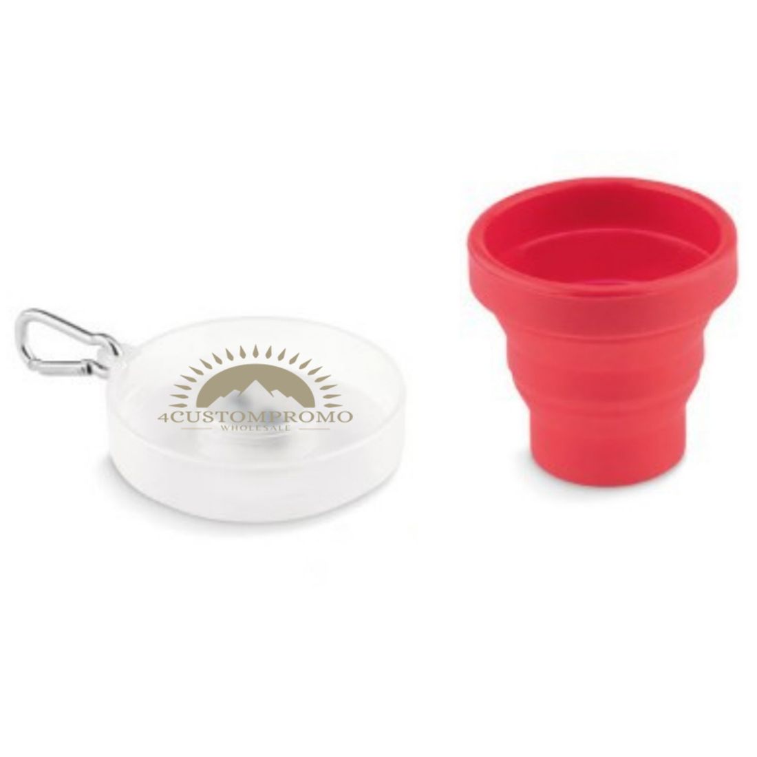 Custom 5.7 oz Collapsible Silicone Cup w/ Pill Box