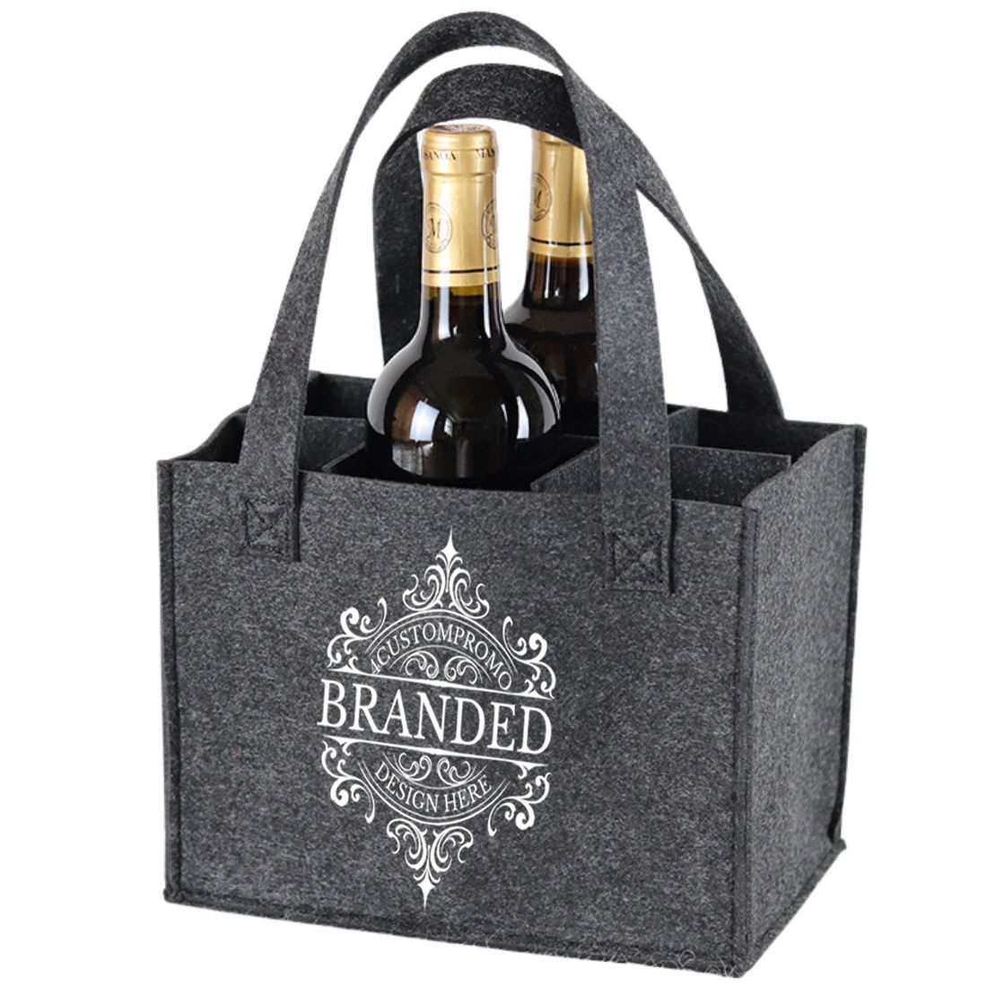 Custom 6 Bottle Felt Wine Tote Bag
