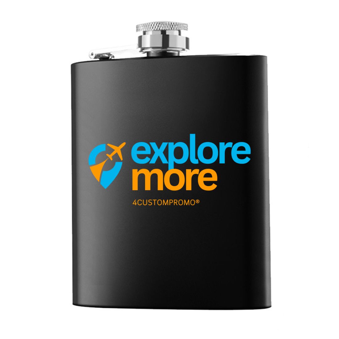 Custom 6 oz Matte Black Stainless Steel Hip Flask