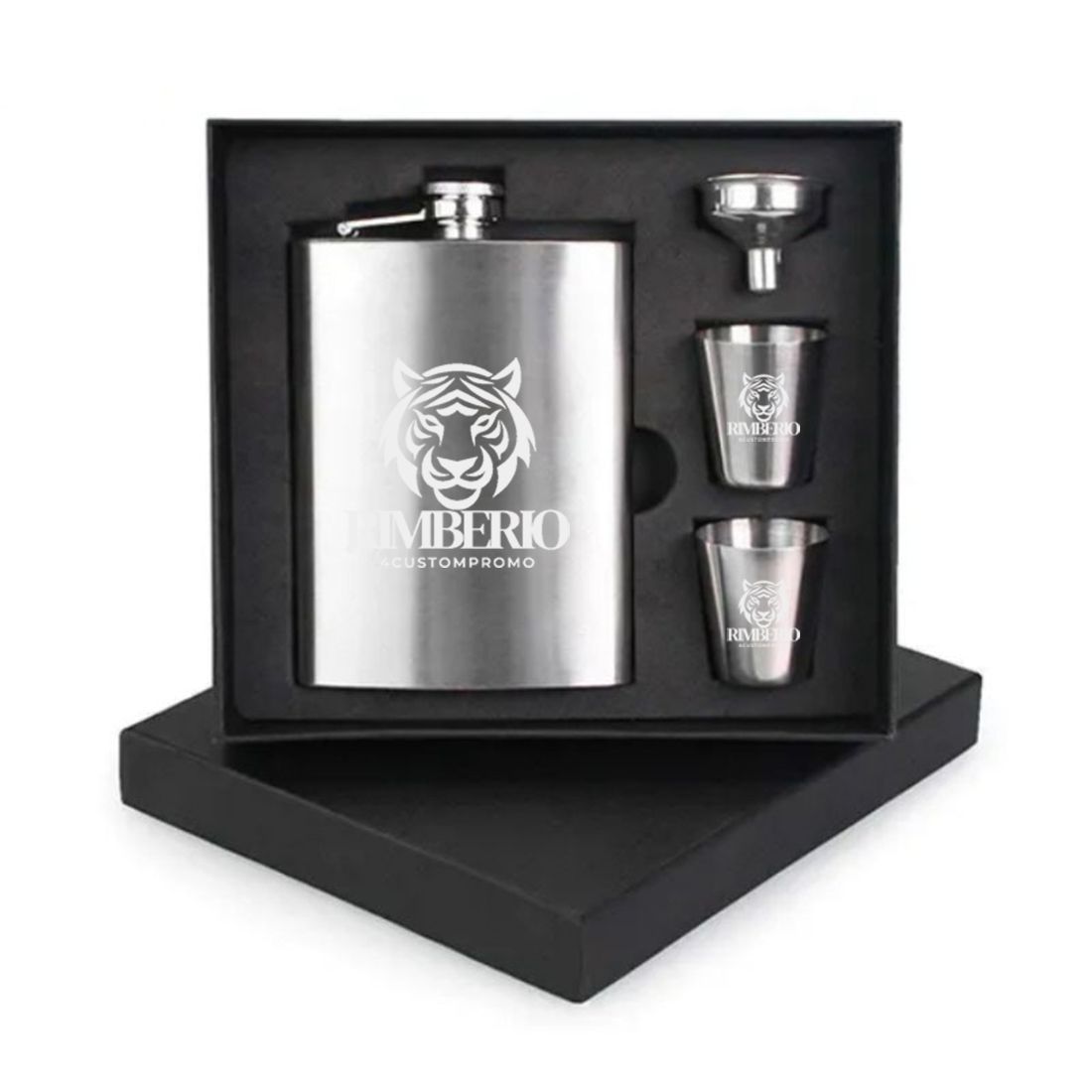 Custom 6 oz Portable Stainless Steel Flask Set