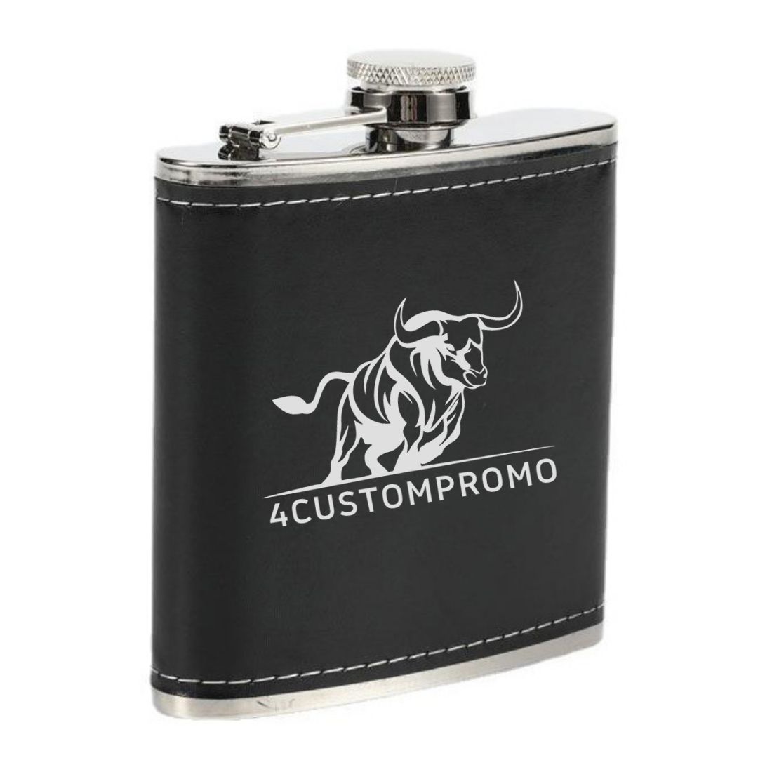 Custom 6 oz Stainless Steel Flask w/ Leather Case