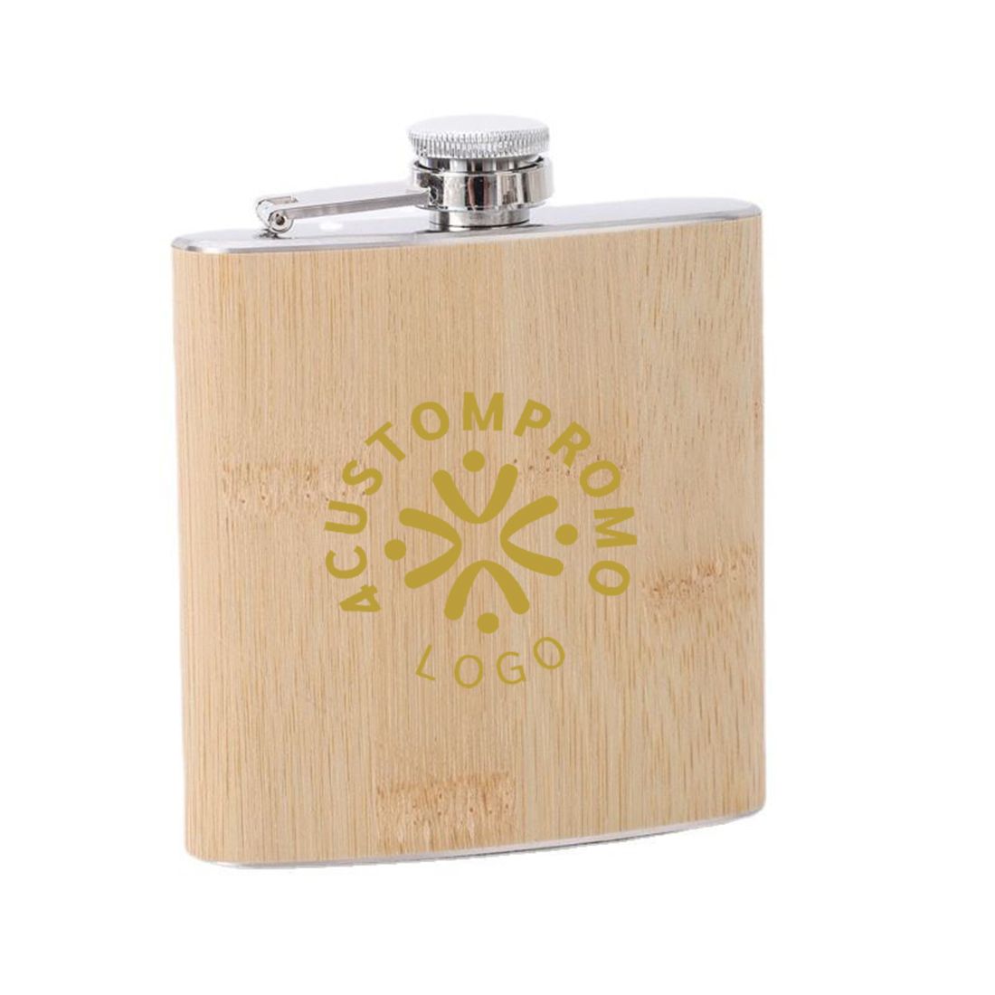 Custom 6 oz Wood Finish Stainless Steel Hip Flask