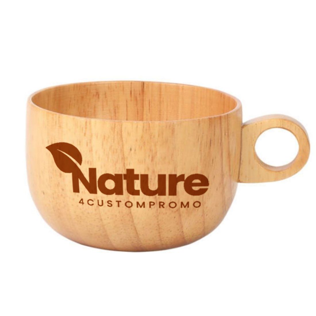 Custom 8.5 oz Wood Coffee Cup with Handle