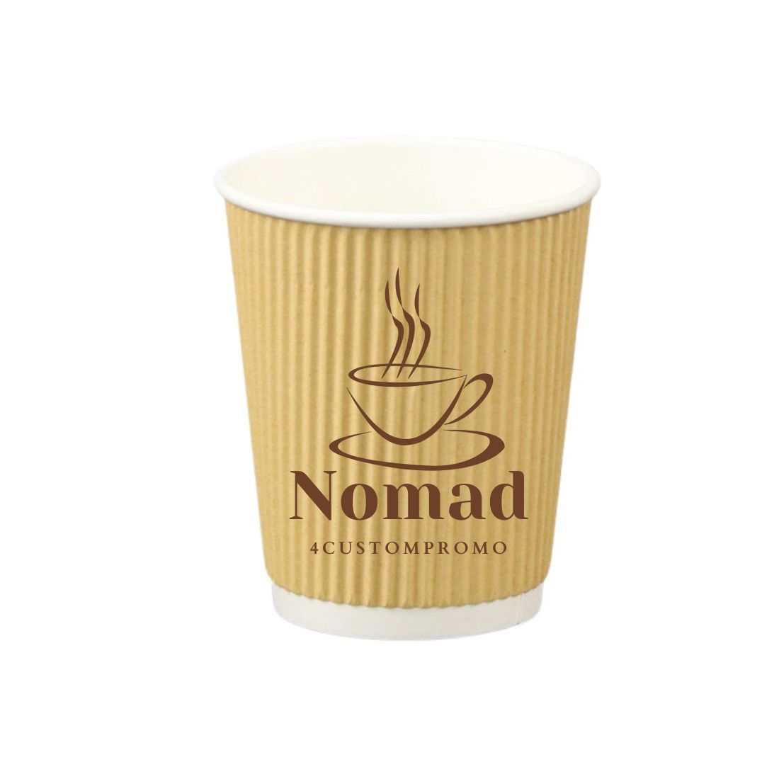 Custom 8 oz Kraft Ripple Paper Cups - 500/Case