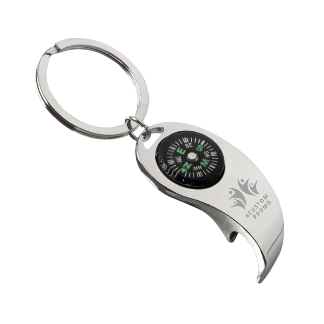 Custom Alloy Bottle Opener Keychain with Compass