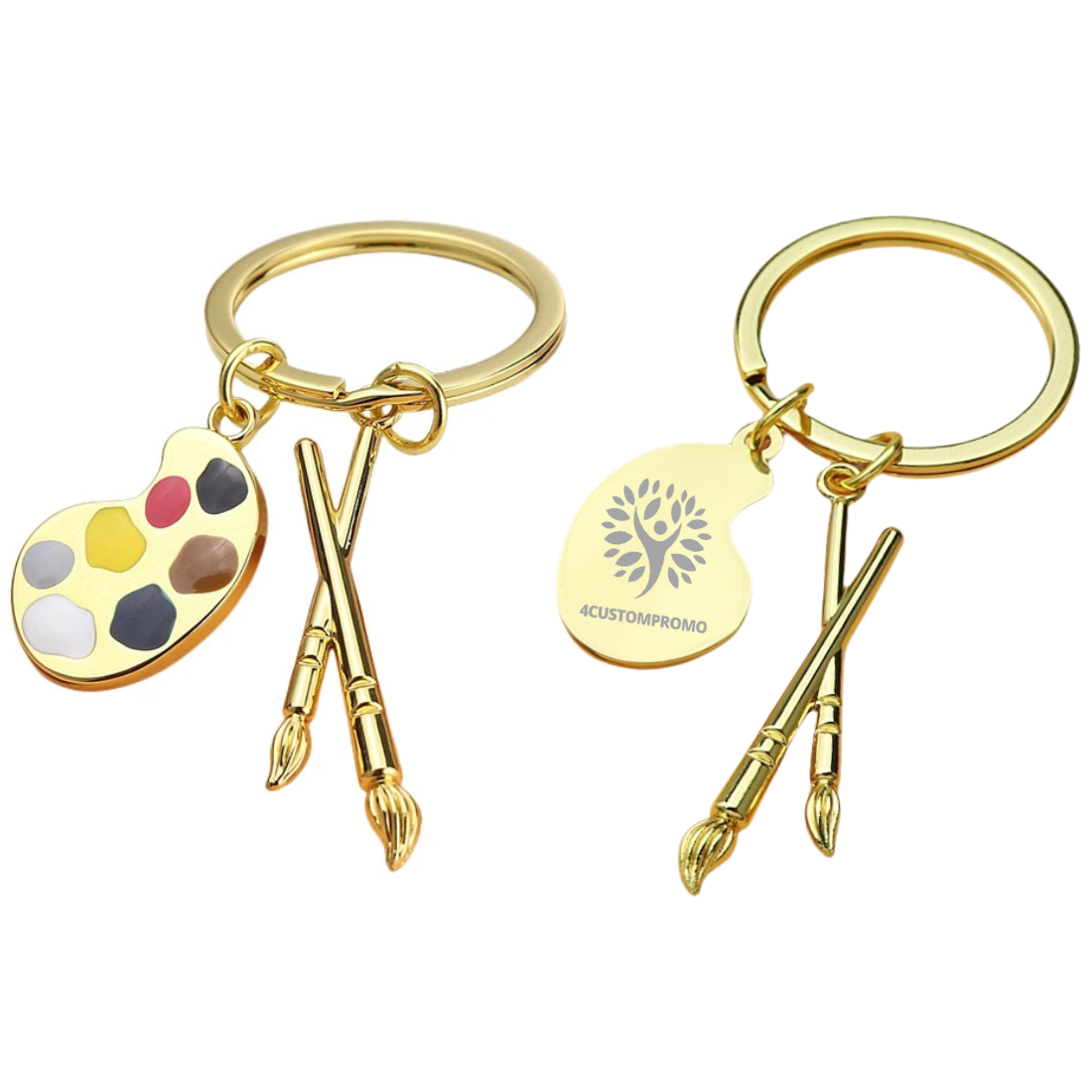 Custom Artist Palette Keychain with Paintbrush