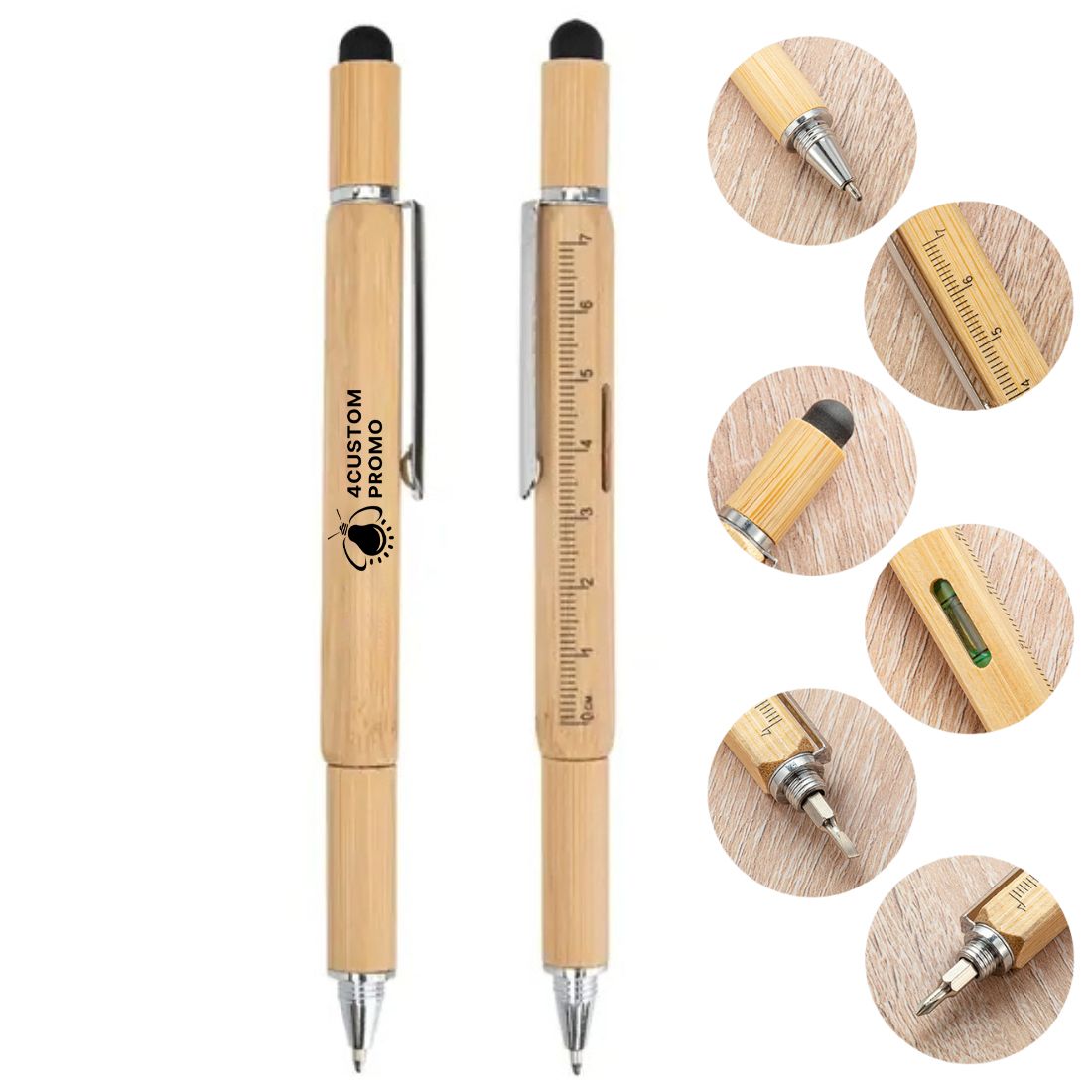 Custom Bamboo Multi-Function Tool Pen