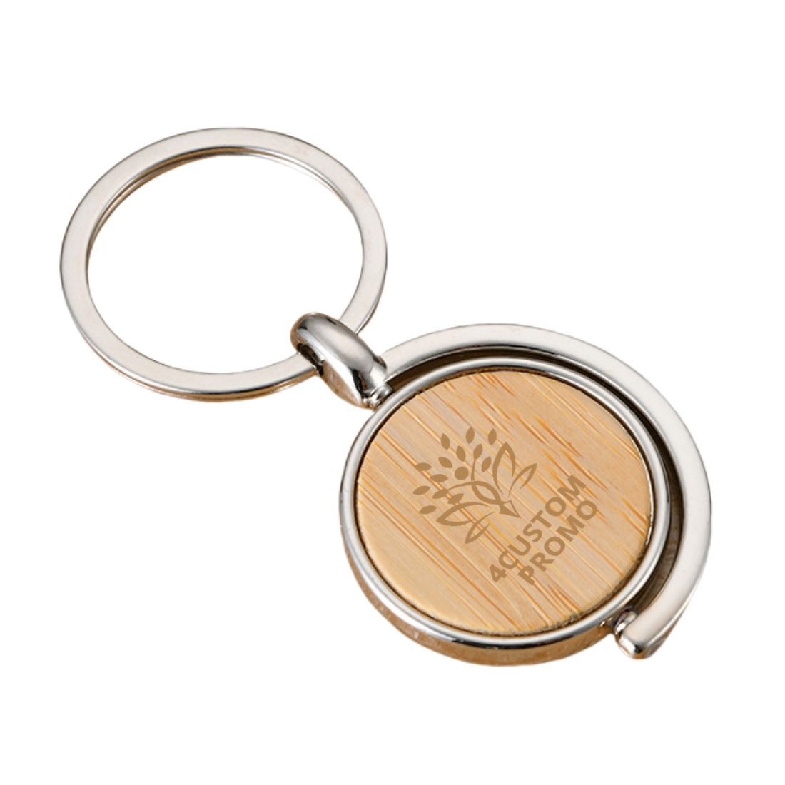 Custom Bamboo Swivel Globe Keyring