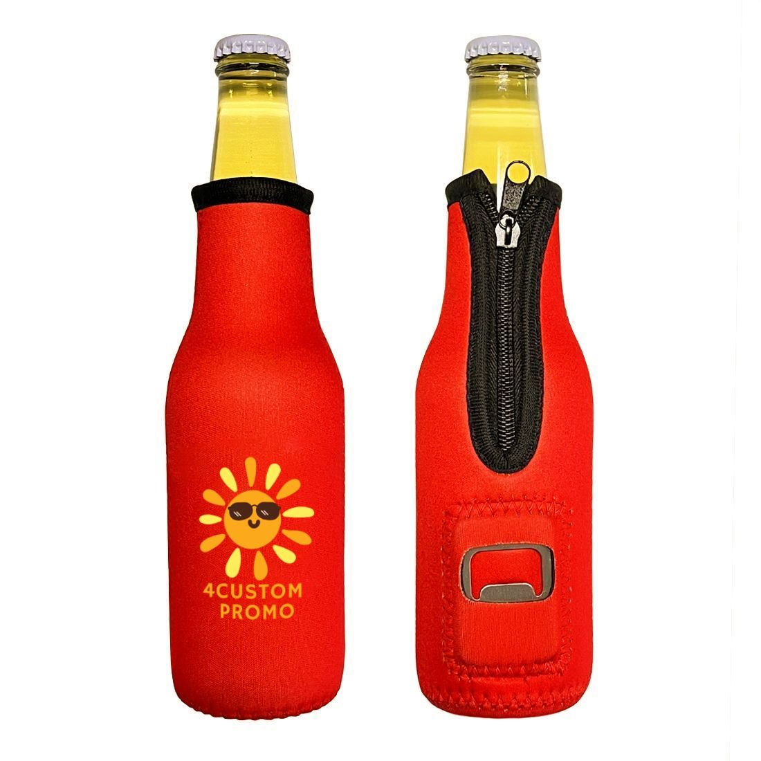 Custom Beer Bottle Cooler Sleeve with Opener