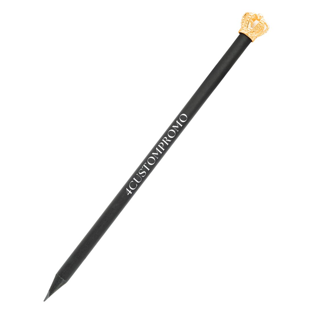 Custom Black Wooden Pencil with Crown Accent