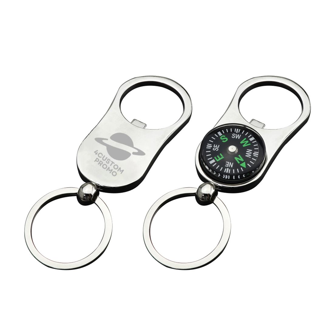 Custom Bottle Opener Keychain with Compass