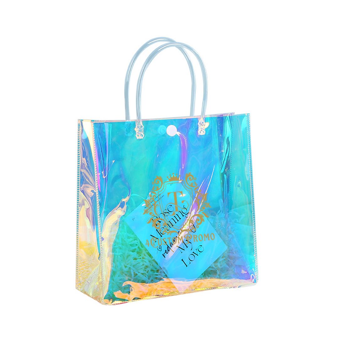 Custom Clear Holographic PVC Gift Bag - 7.8