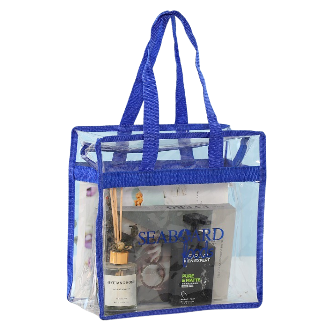 Custom Clear Stadium Tote Bag with Zipper - 12