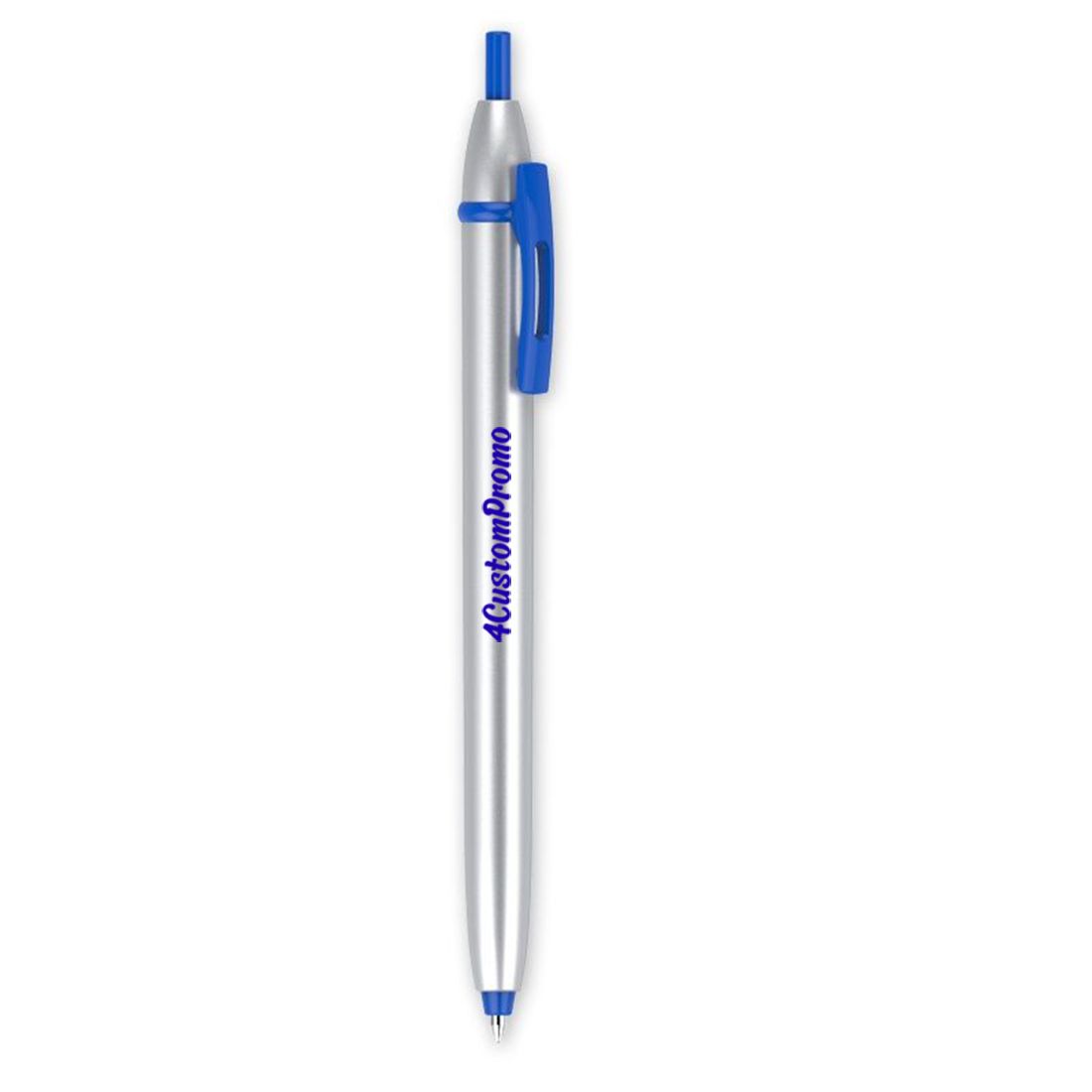 Custom Click Ballpoint Pen with Silver Barrel