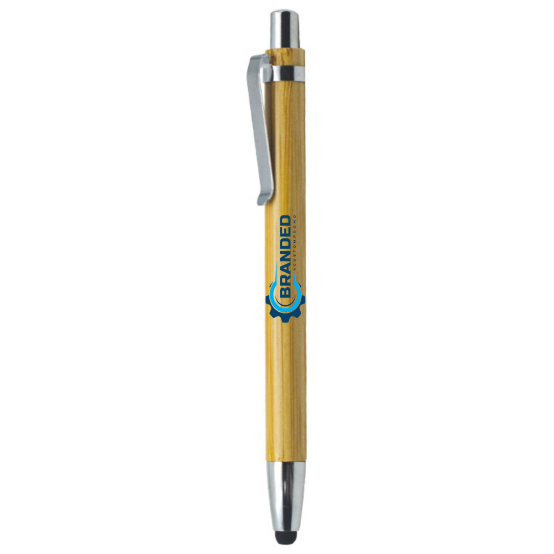 Custom Click Bamboo Ballpoint Pen with Stylus