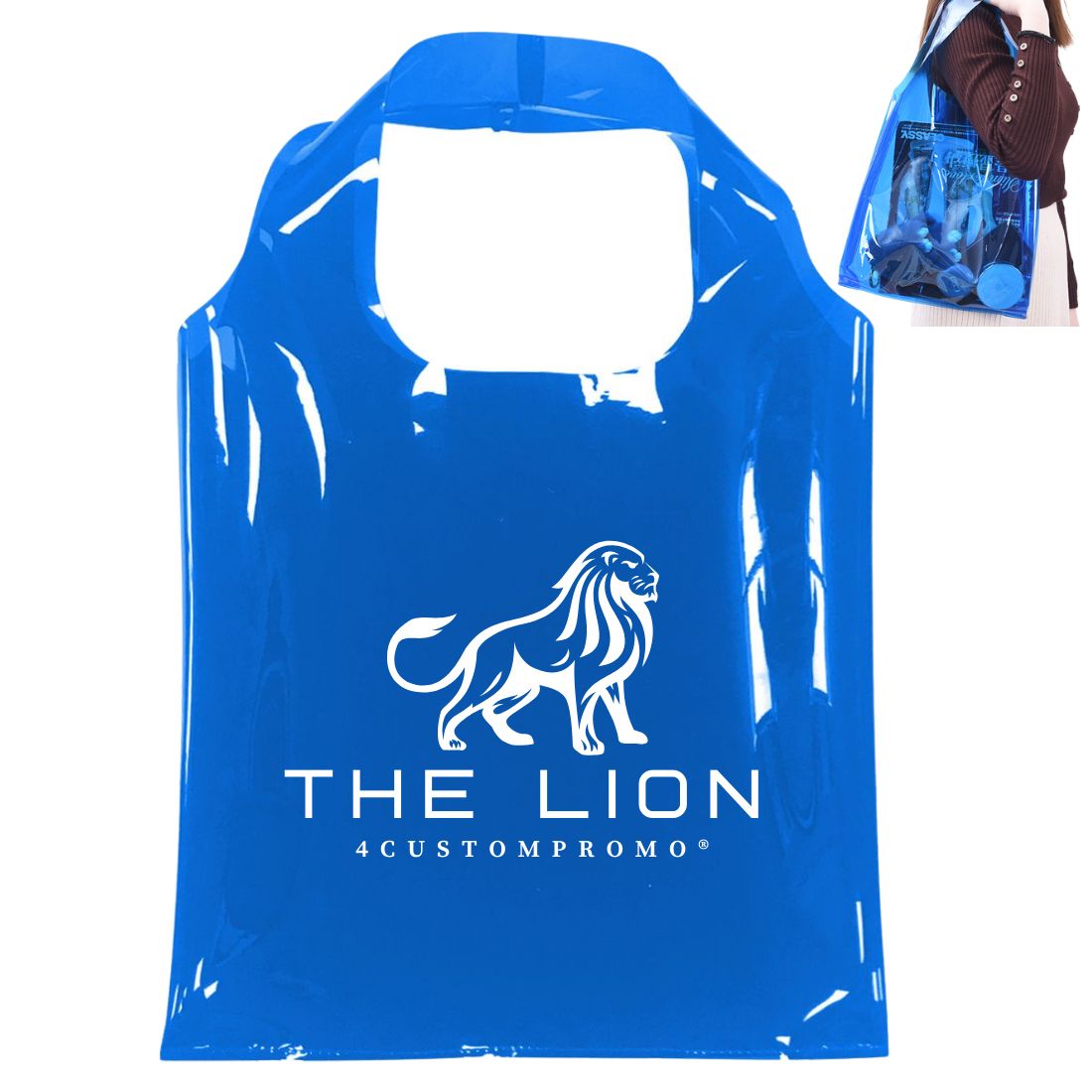 Custom Colored Clear PVC Shopping Tote - 12