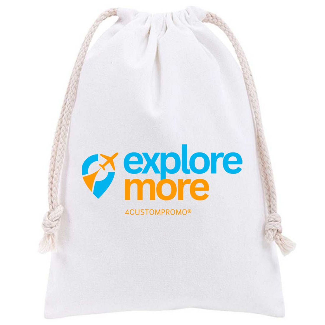 Custom Printed Cotton Canvas Drawstring Bag - 10