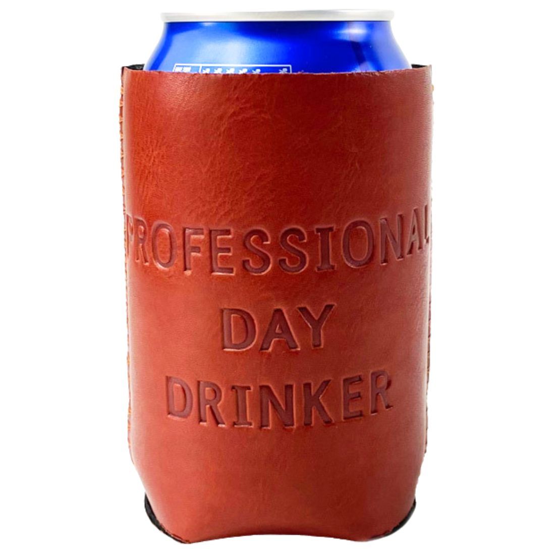 Custom Debossed Leather Can Cooler - 12 oz