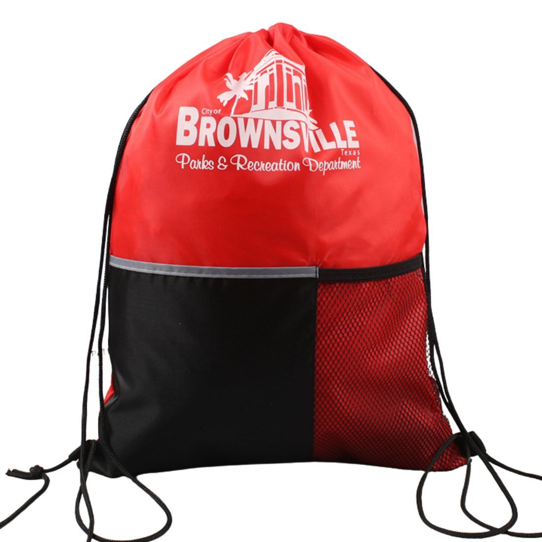 Custom Drawstring Backpack with Mesh Pocket - 13.5
