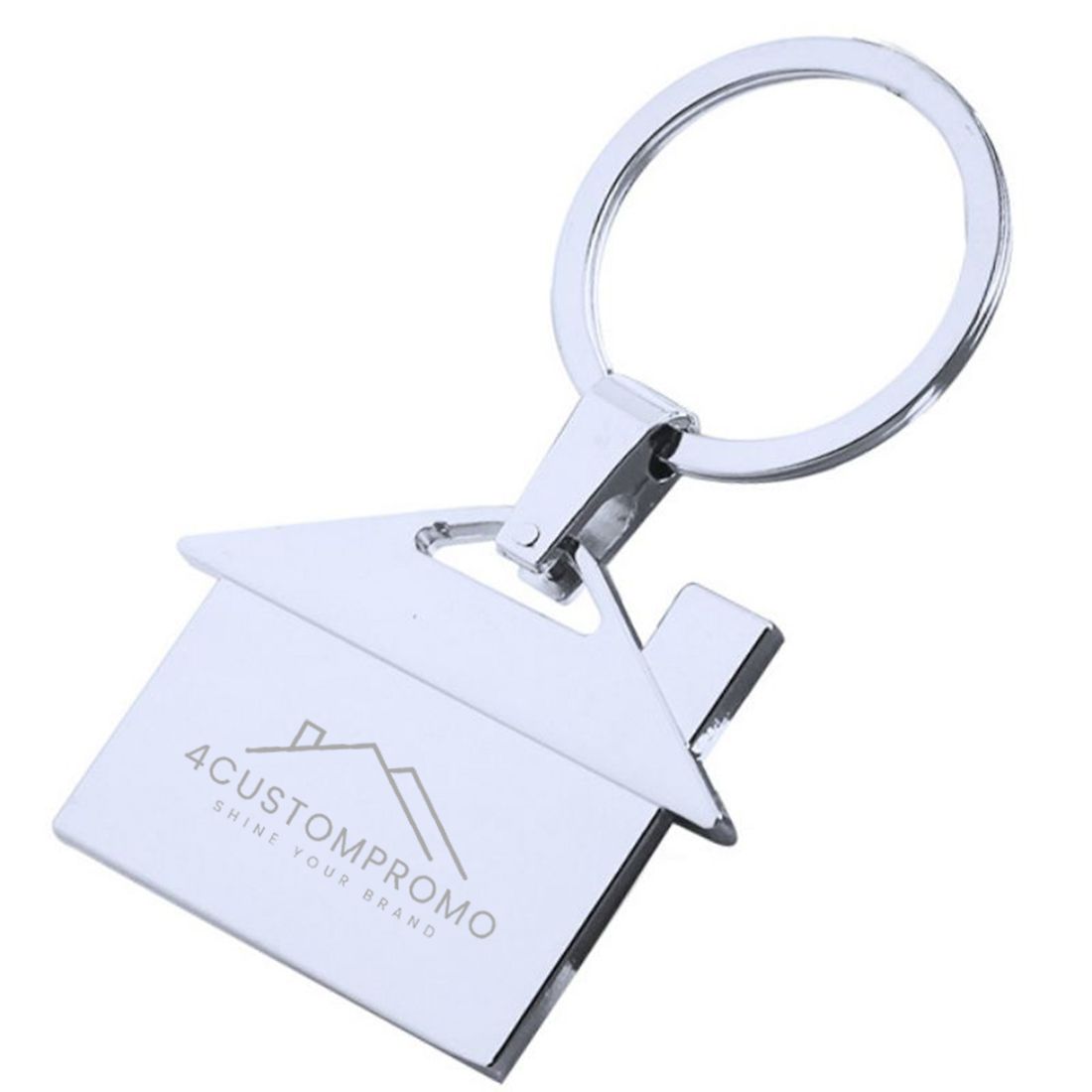 Custom Engraved House Shaped Metal Keychain