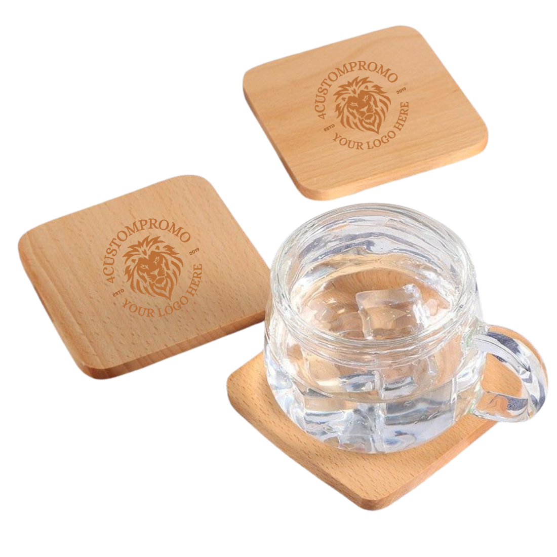 Custom Engraved Square Wood Coaster