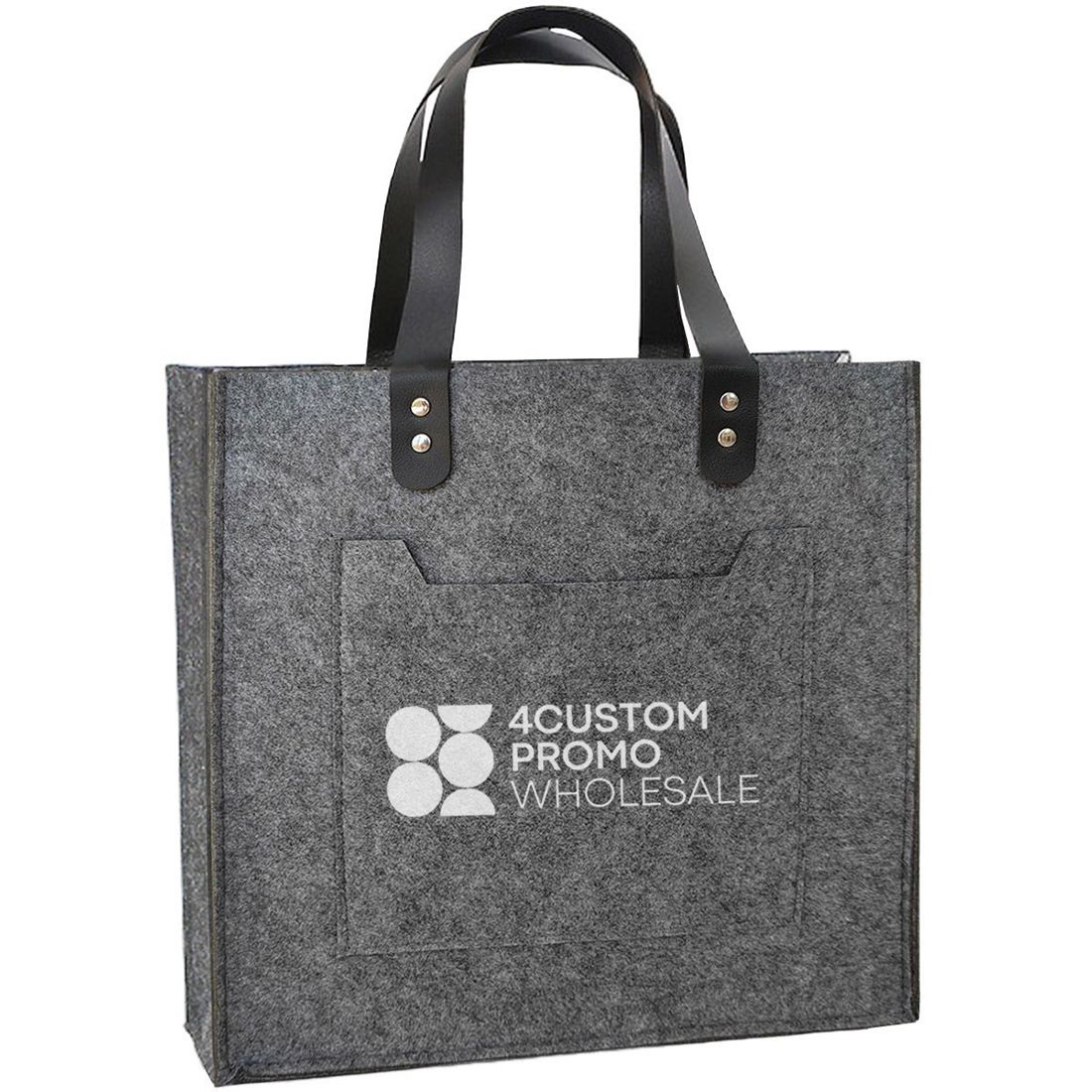 Custom Felt Tote Bag with Leather Handles