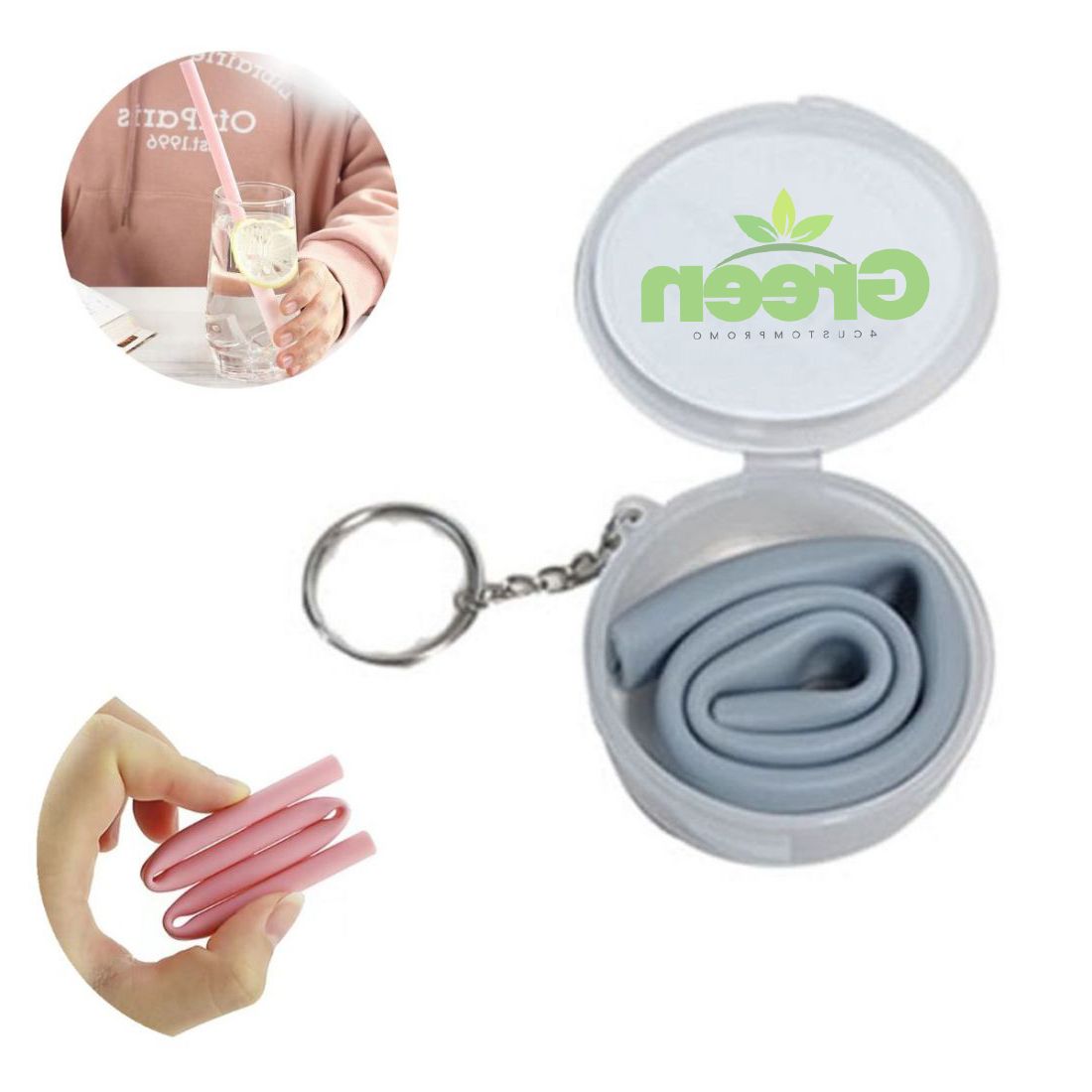 Custom Foldable Silicone Straw with Case