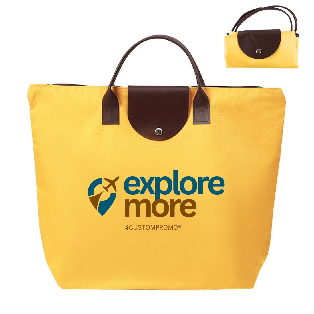 Custom Foldable Zipper Closure Shopping Tote Bag