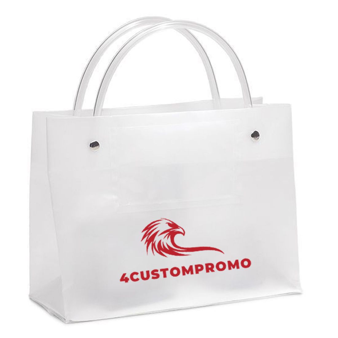 Custom Frosted Clear Tube Handle Bag with Pocket - 10