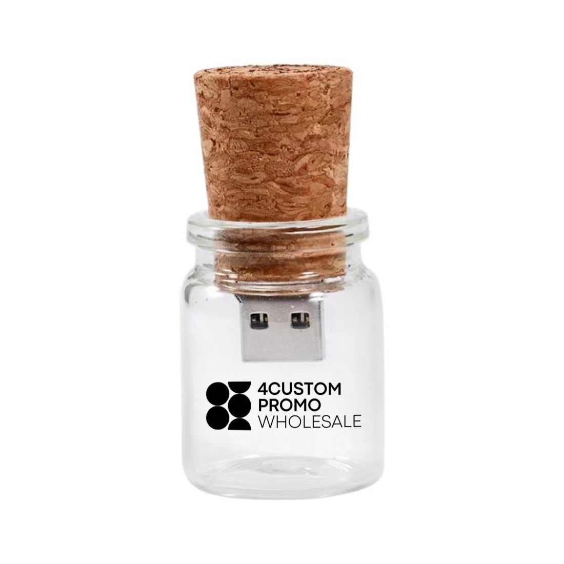 Custom Glass Wishing Bottle USB Drive with Cork Top