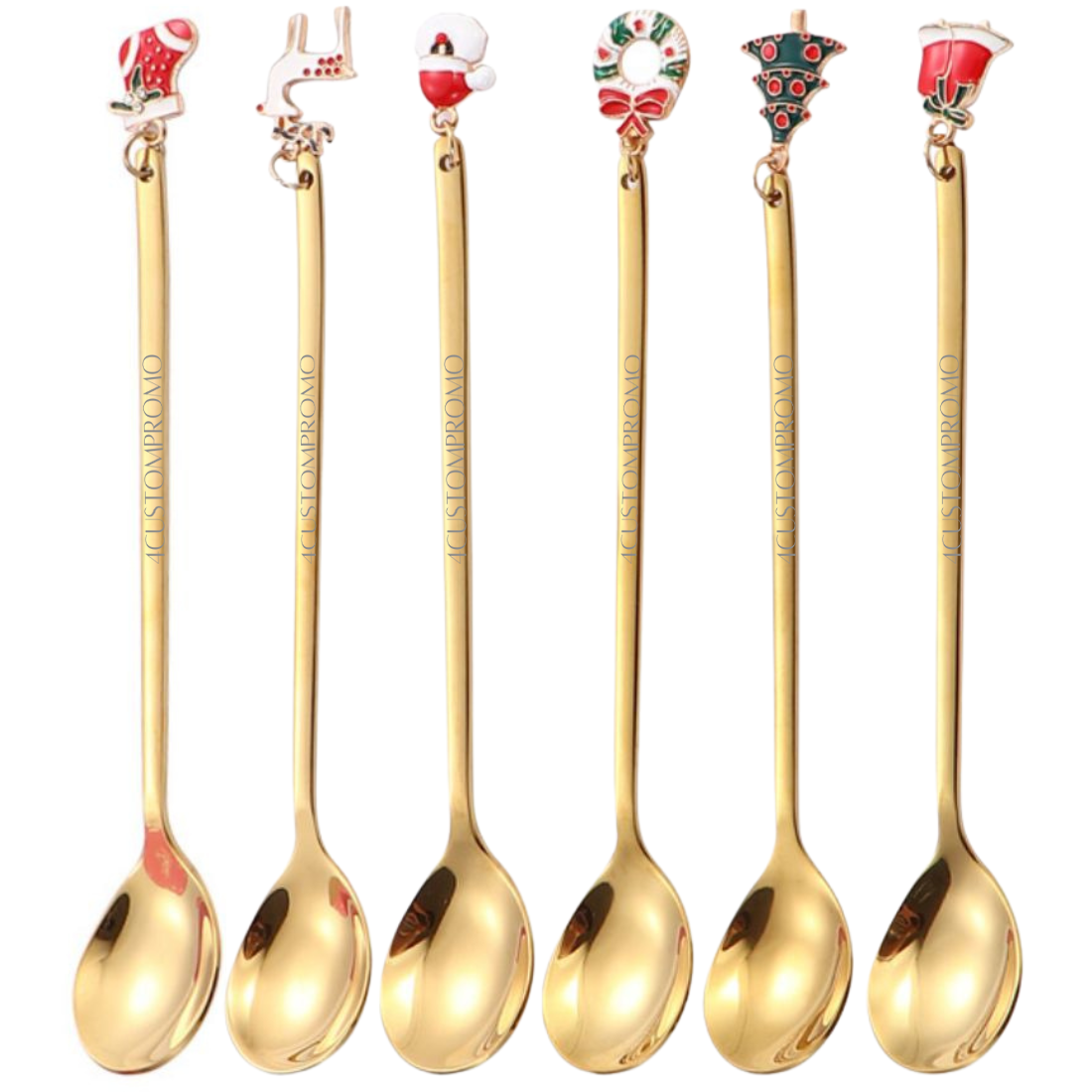 Custom Gold Stainless Steel Christmas Spoon