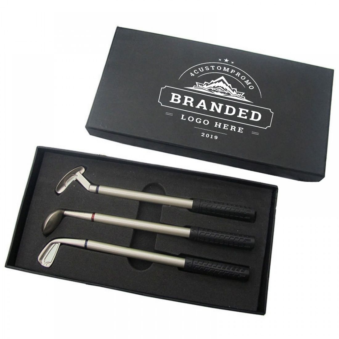 Custom Golf Club Ballpoint Pens Set with Gift Box
