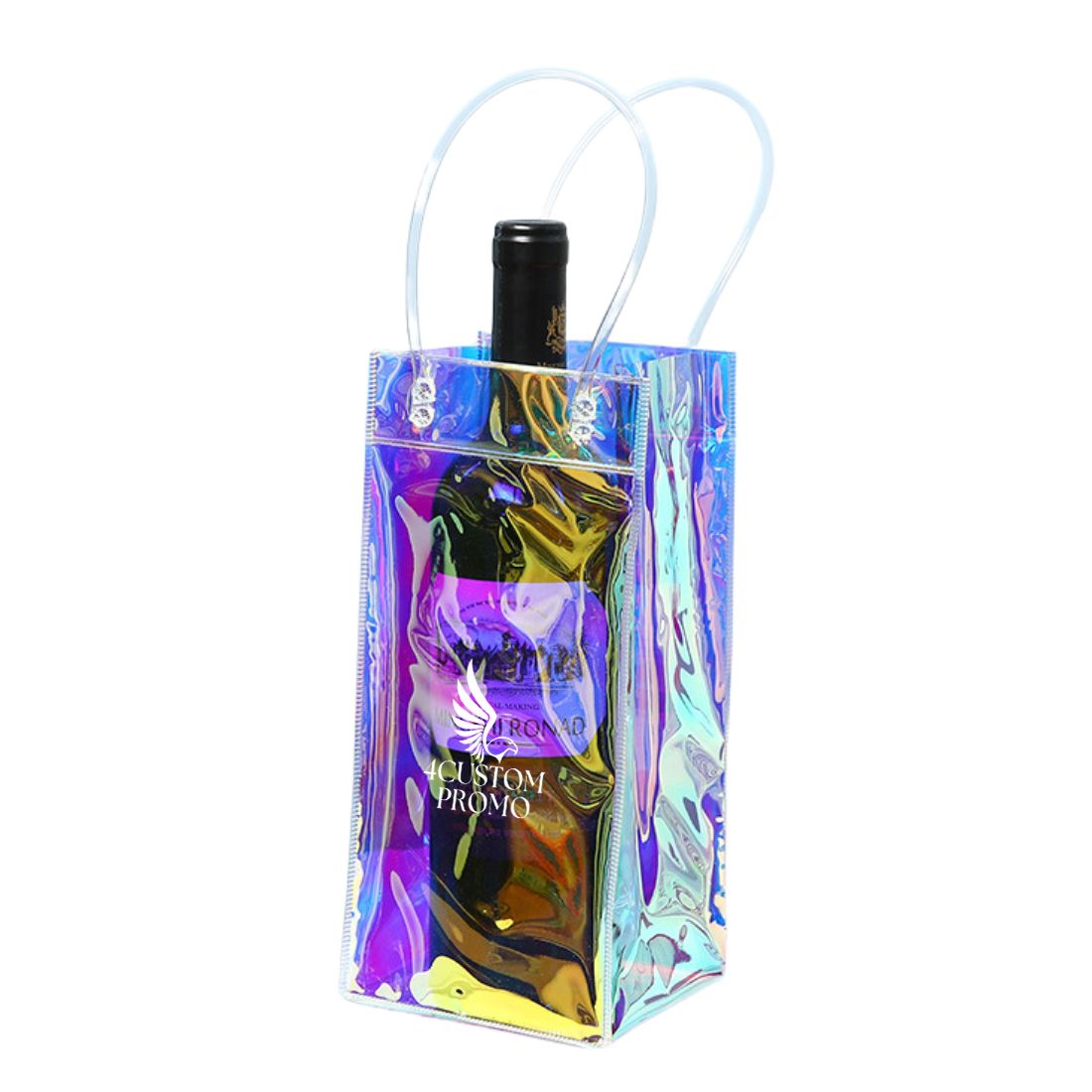 Custom Holographic Clear Wine Tote Bag - 4.5