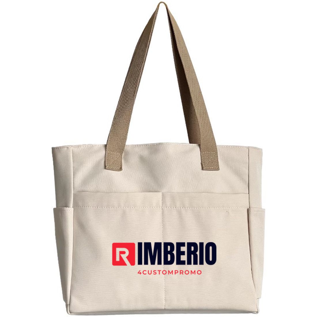 Custom Large Nylon Tote Bag with Zipper and Pockets