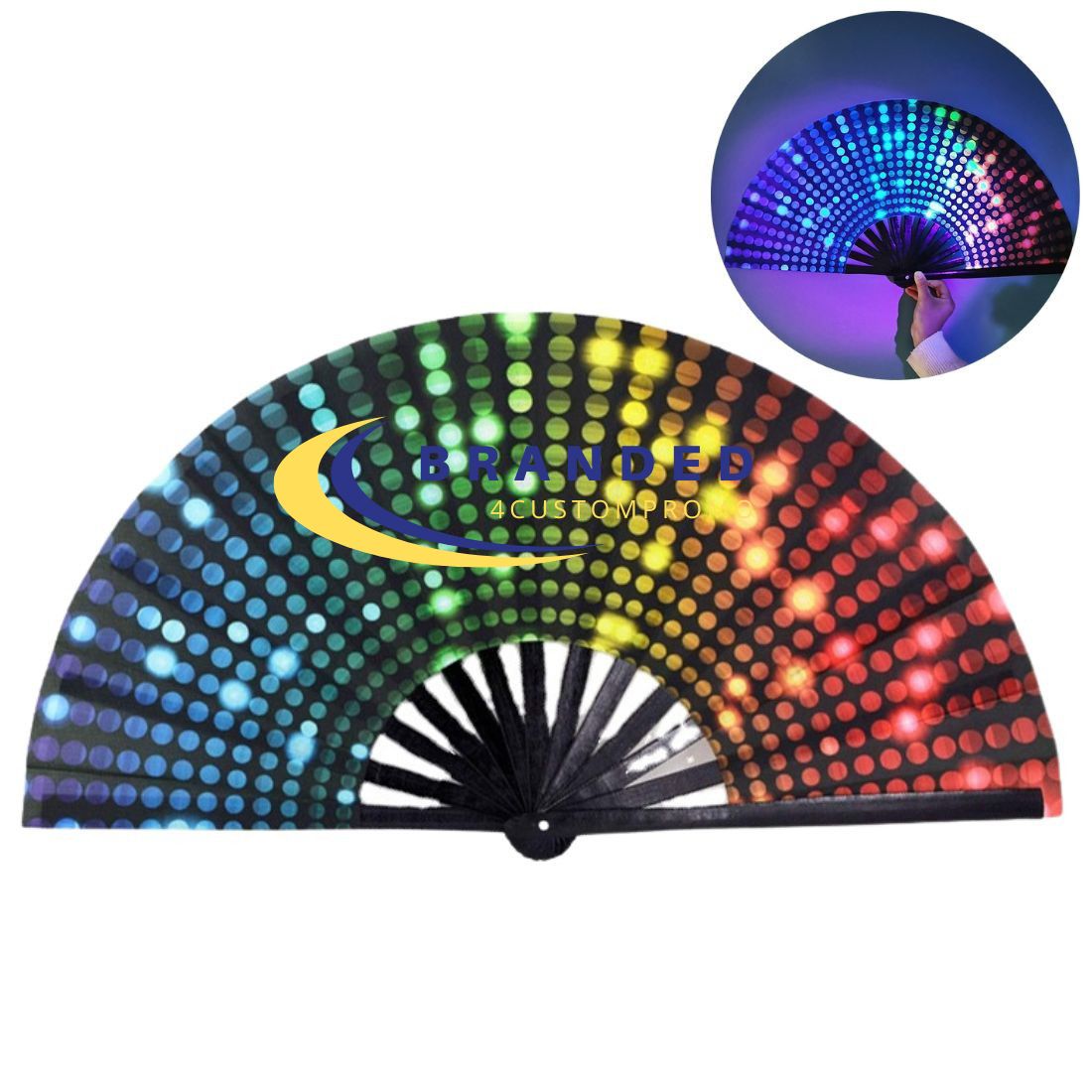 Custom Large Reflective Folding Hand Rave Fan