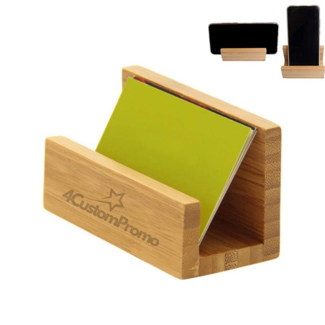 Custom Bamboo Desktop Business Card Holder