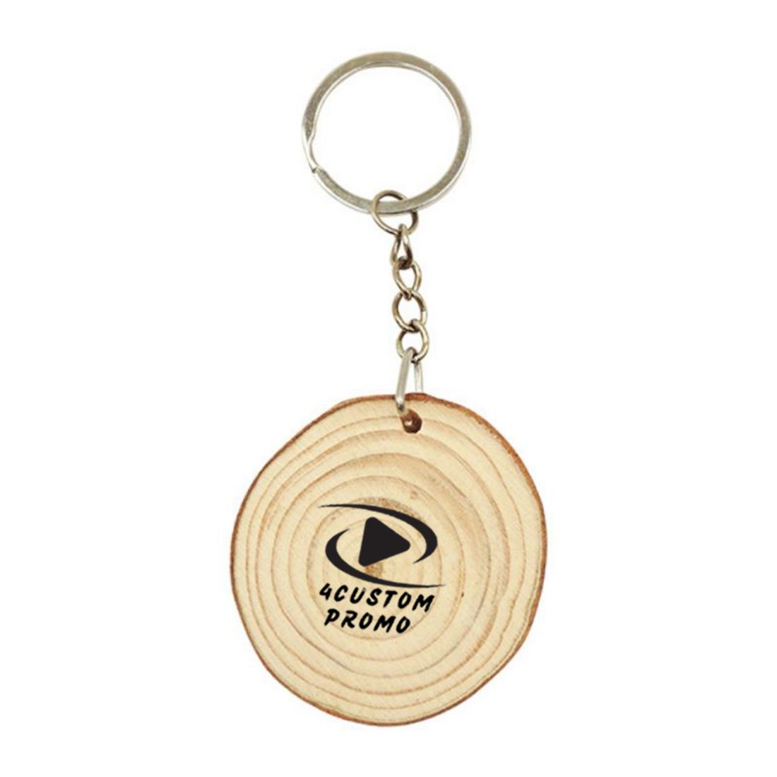 Custom Logo Natural Wood Keychain